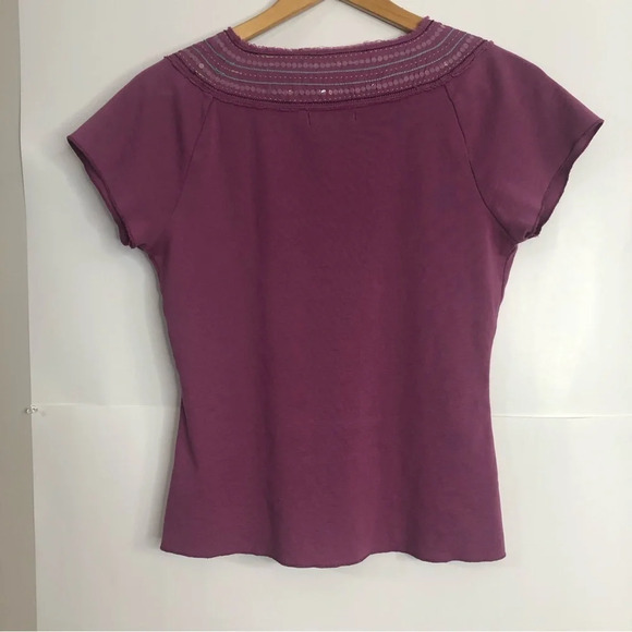 5/$25 Boden T-shirt 12 Pink Embellished Unique Stitching Raw Hem Short Sleeve - Picture 2 of 8